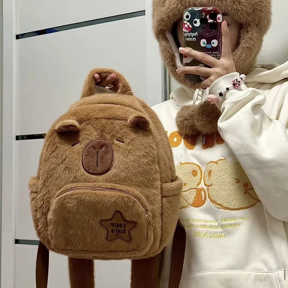 Large Capybara Plush Backpack
