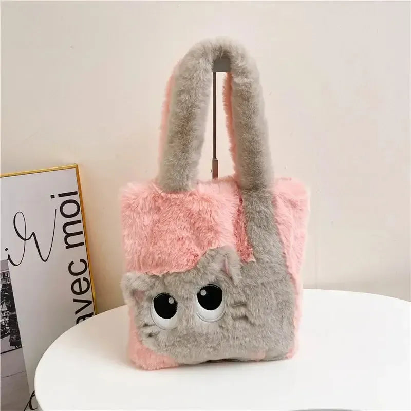 Cute Cat Shoulder Plush Bag