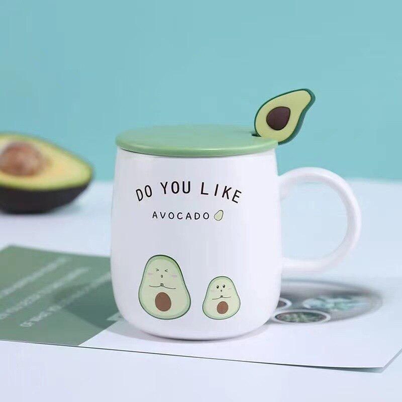 Avocado Ceramic Mug with Lid & Spoon