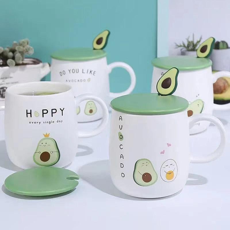 Avocado Ceramic Mug with Lid & Spoon