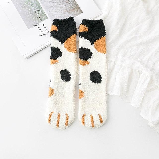 Fluffy Cat Paw Socks
