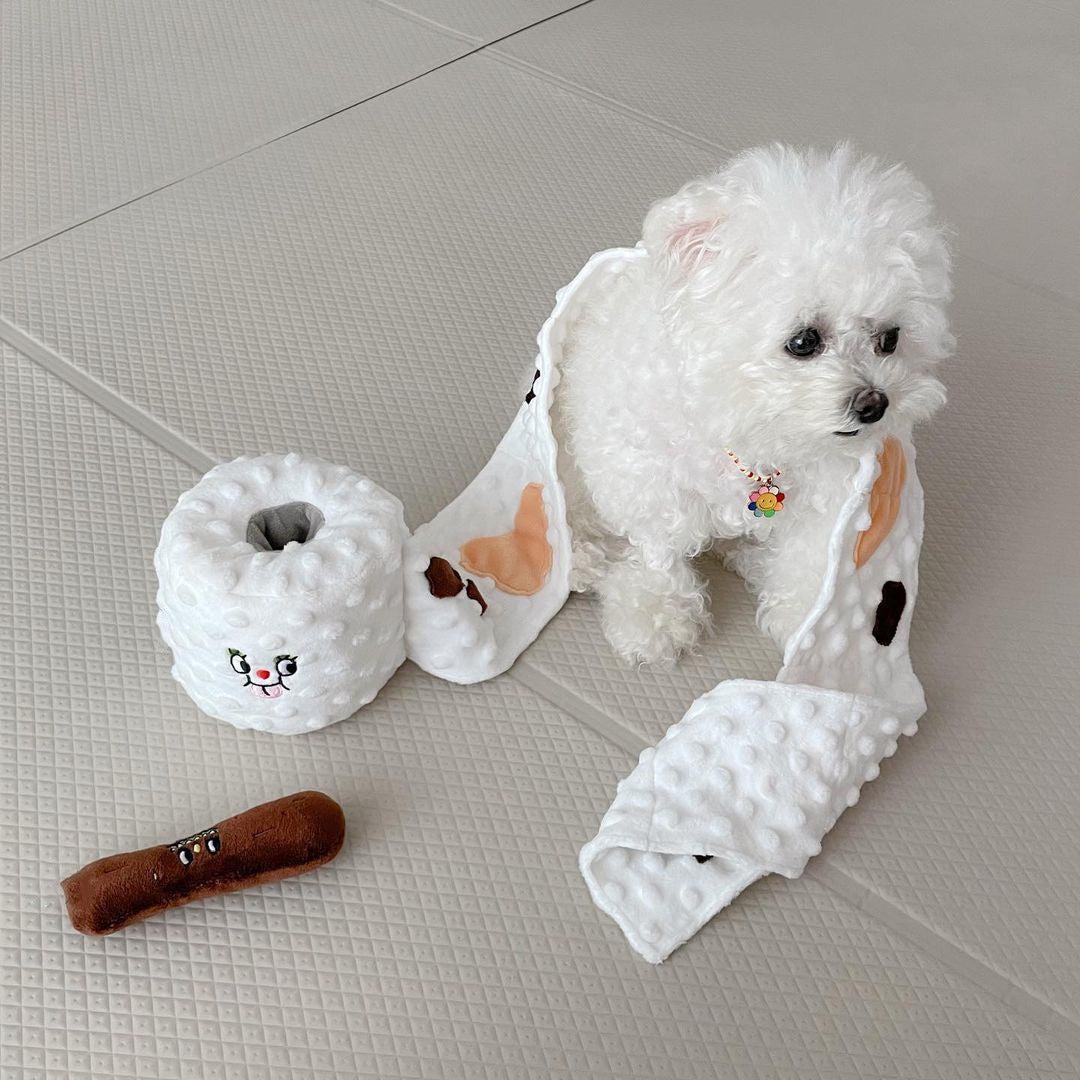 Toilet Paper Plush Dog Toy
