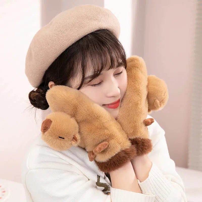 Capybara Plush Gloves