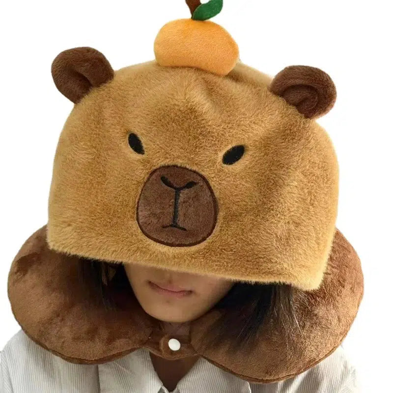 Capybara Plush Neck Pillow Beanie