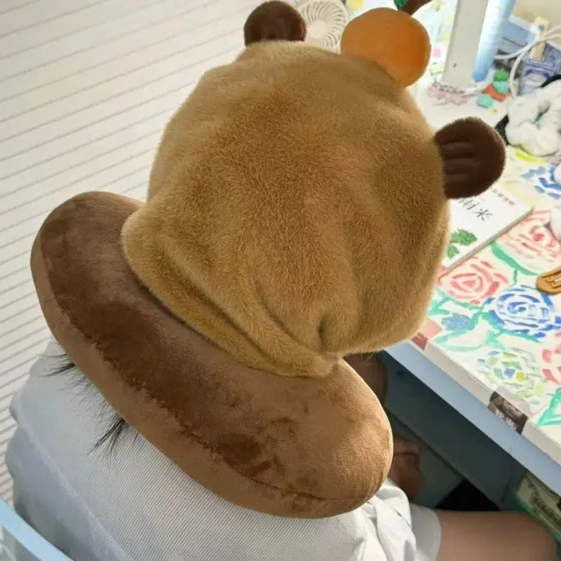 Capybara Plush Neck Pillow Beanie