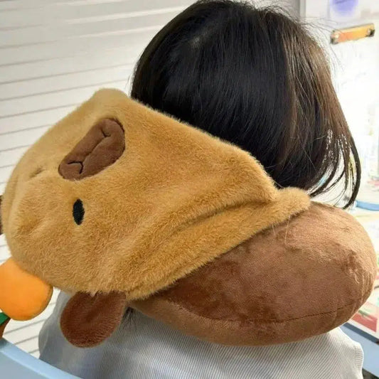 Capybara Plush Neck Pillow Beanie