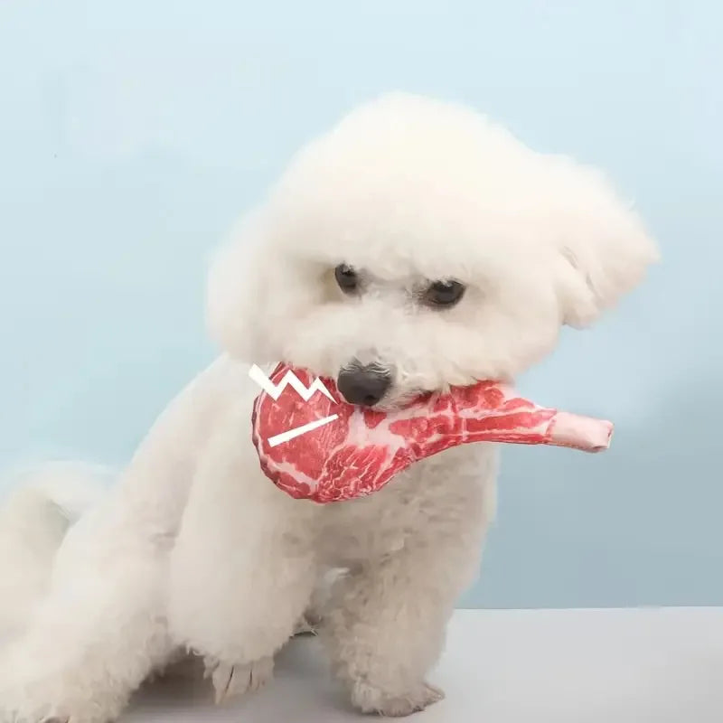 Realistic Squeaky Dog Steak Plush