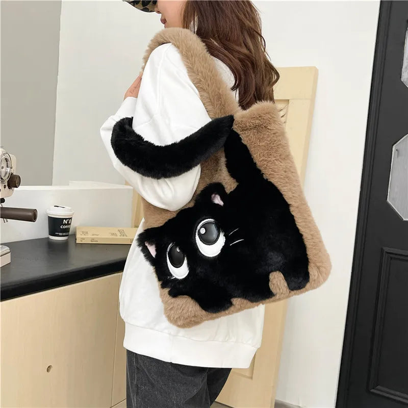 Cute Cat Shoulder Plush Bag