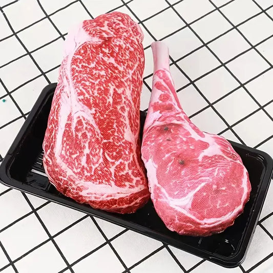 Realistic Squeaky Dog Steak Plush