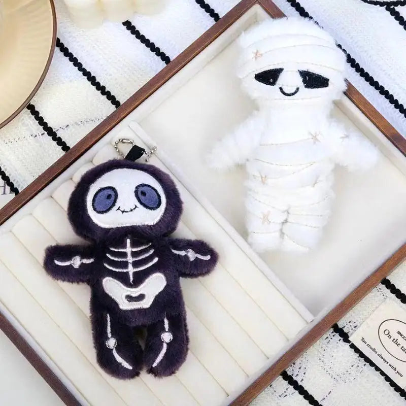 Halloween Mummy Skeleton Keychain Plush