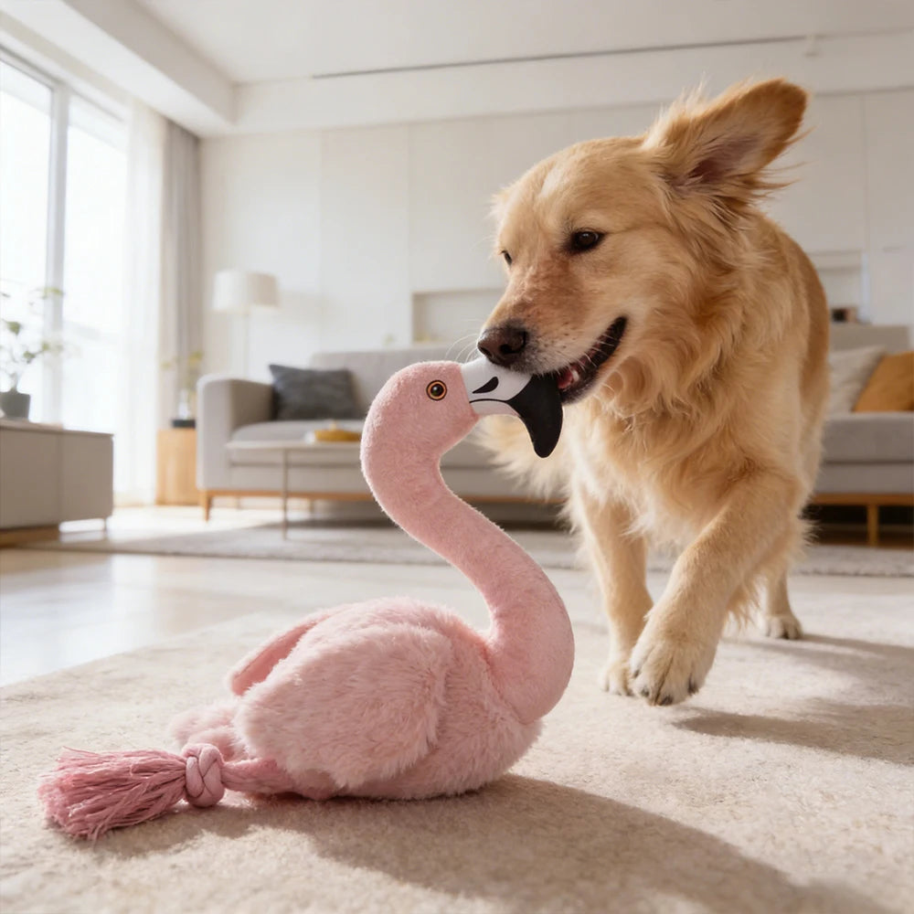 Flamingo Plush Dog Toy