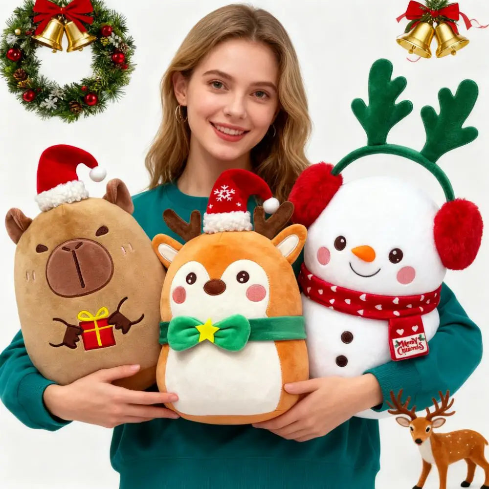 Christmas Reindeer Capybara Snowman Plush