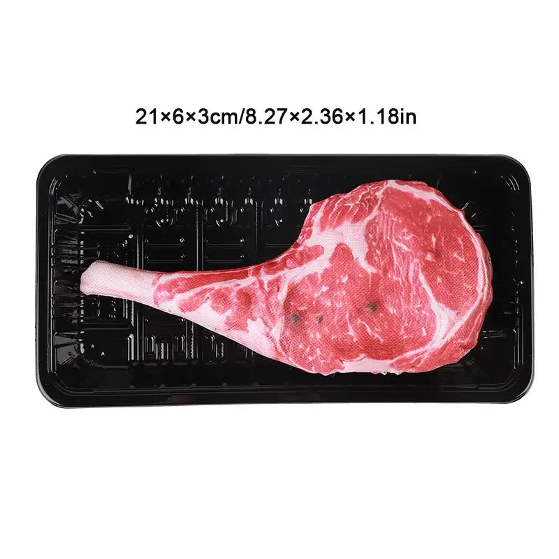 Realistic Squeaky Dog Steak Plush