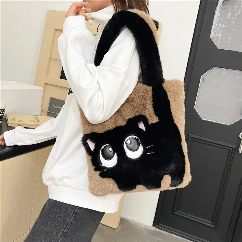 Cute Cat Shoulder Plush Bag