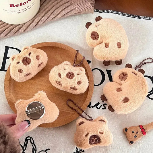 Sleepy Capybara Plush Keychain Pin