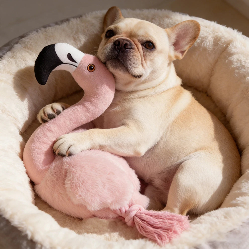 Flamingo Plush Dog Toy
