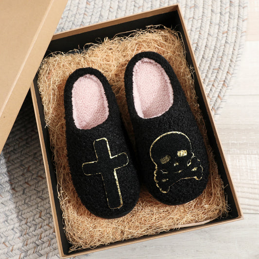 Halloween Skeleton Cross Slippers