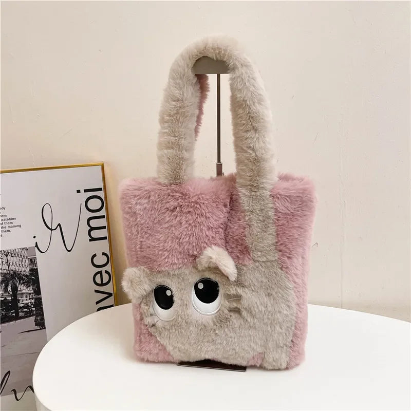 Cute Cat Shoulder Plush Bag