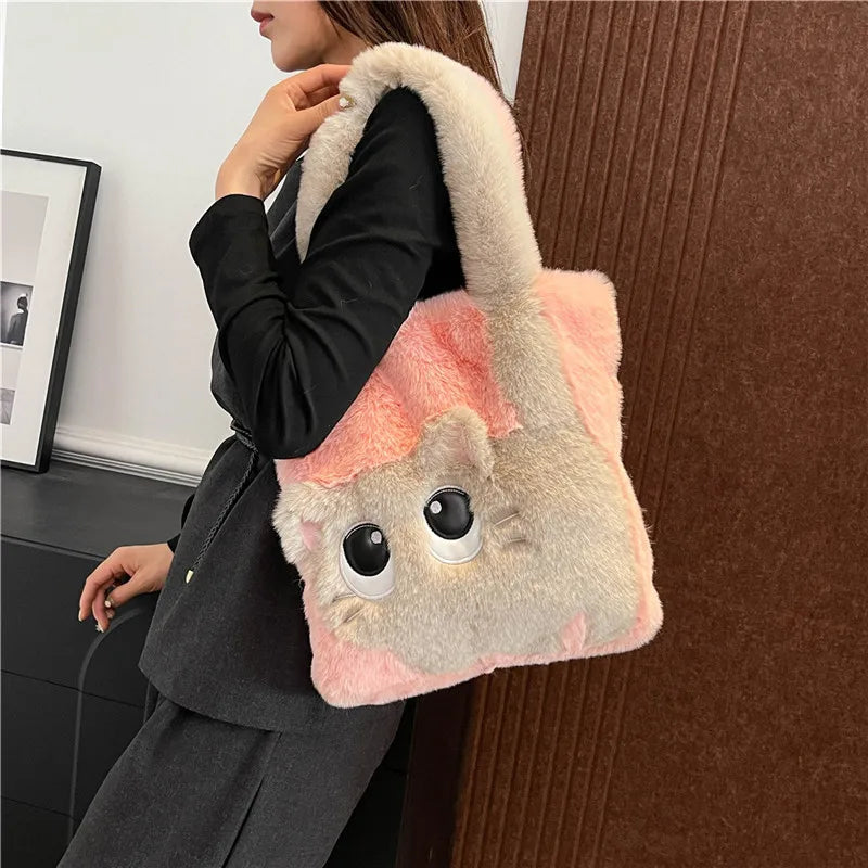 Cute Cat Shoulder Plush Bag