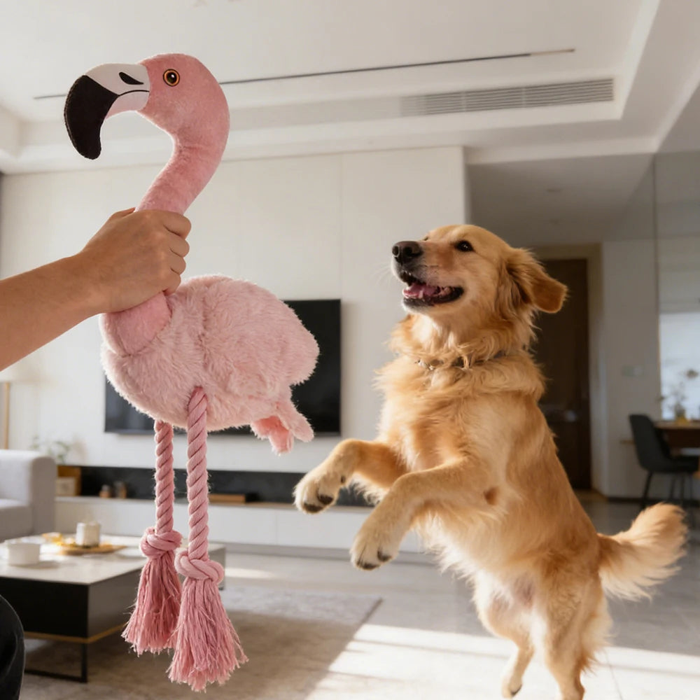 Flamingo Plush Dog Toy