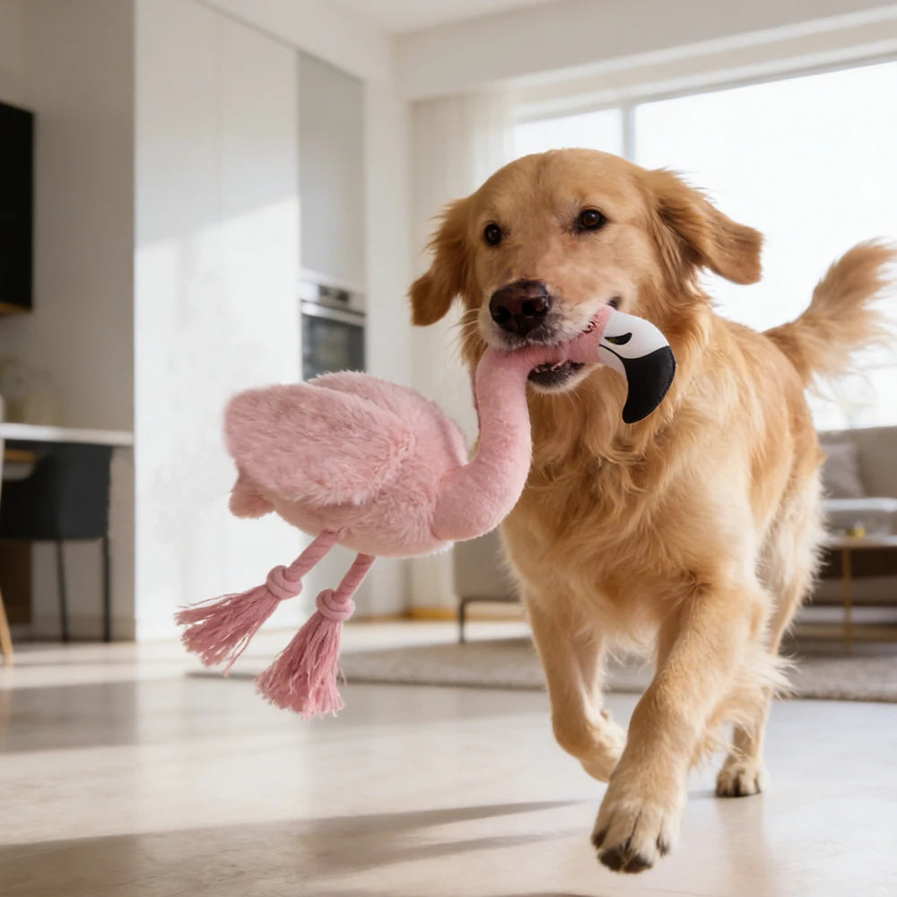 Flamingo Plush Dog Toy