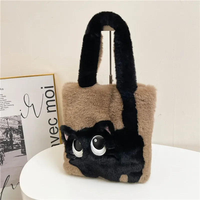 Cute Cat Shoulder Plush Bag