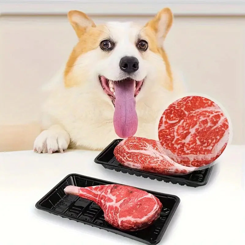 Realistic Squeaky Dog Steak Plush