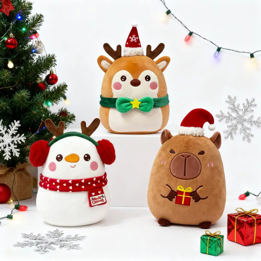 Christmas Reindeer Capybara Snowman Plush