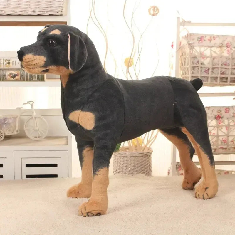 Lifelike Rottweiler Dog Plush – Comfy Morning