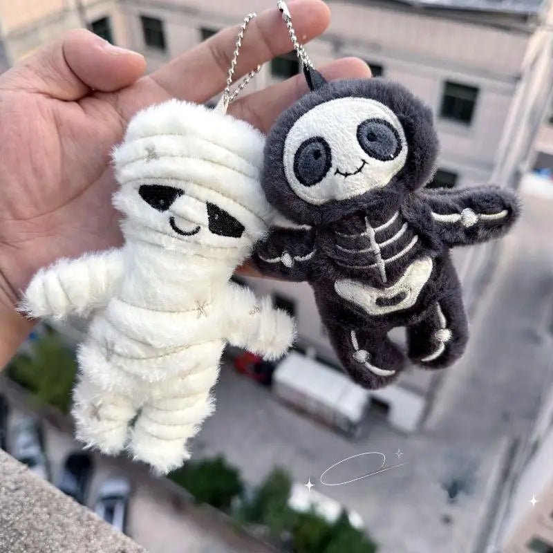 Halloween Mummy Skeleton Keychain Plush