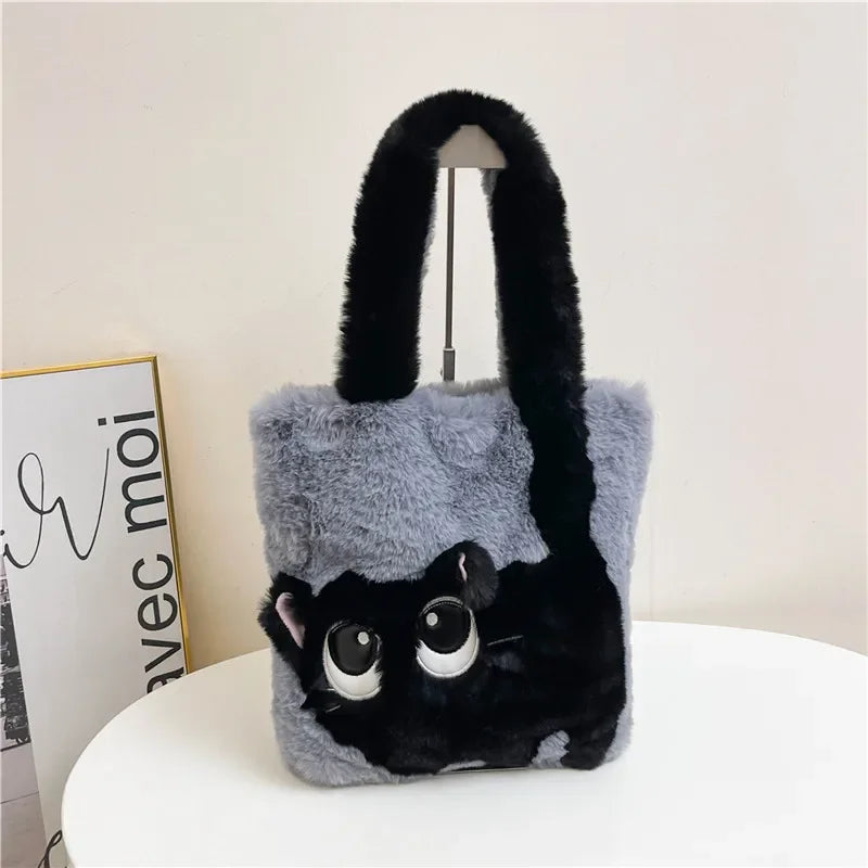Cute Cat Shoulder Plush Bag