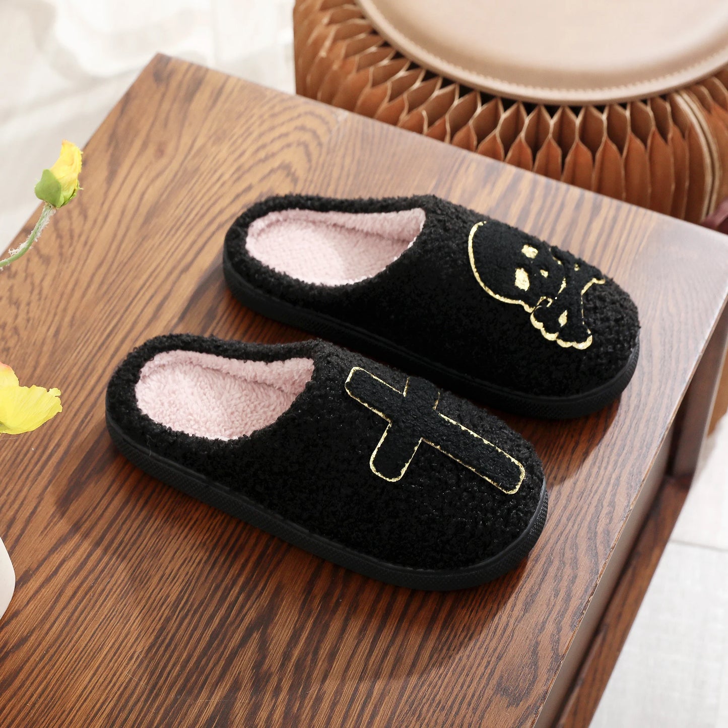 Halloween Skeleton Cross Slippers