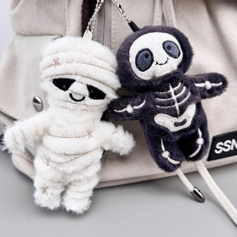Halloween Mummy Skeleton Keychain Plush