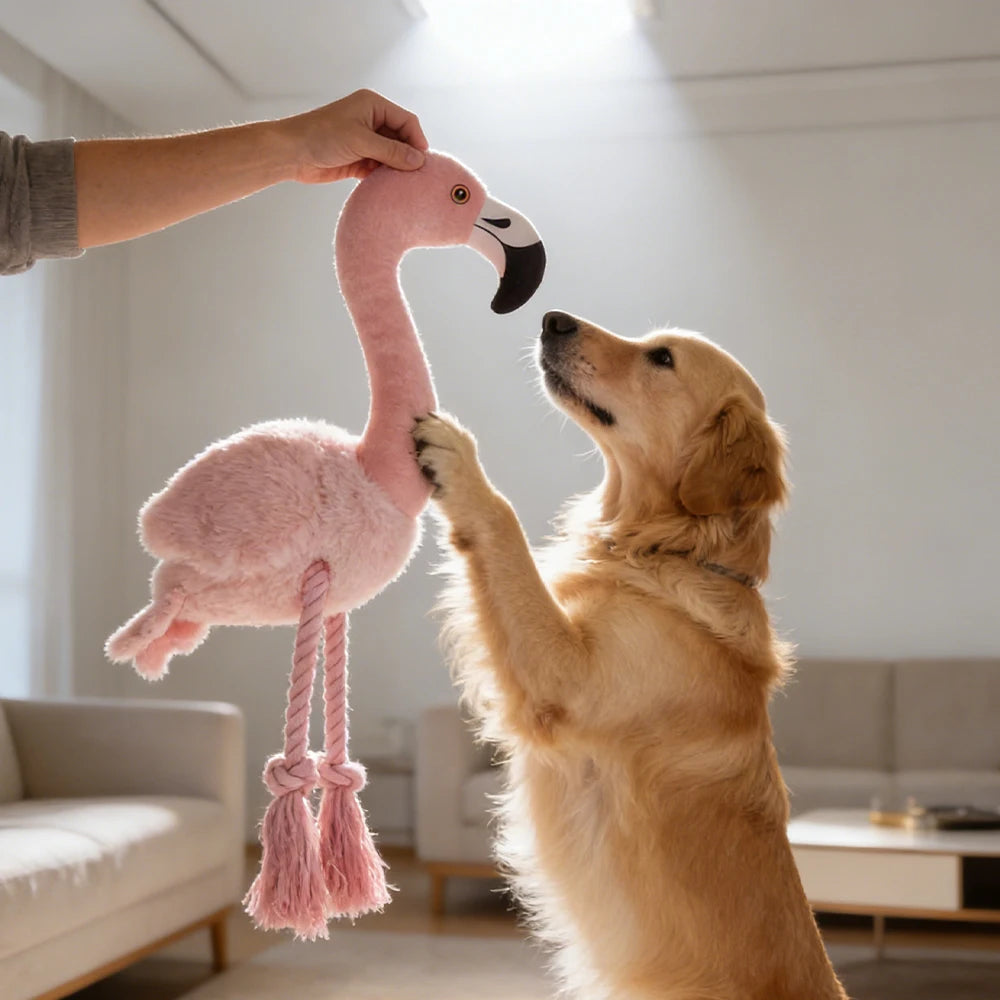 Flamingo Plush Dog Toy