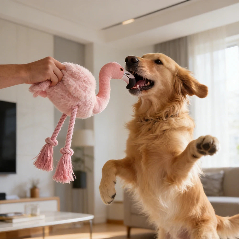 Flamingo Plush Dog Toy