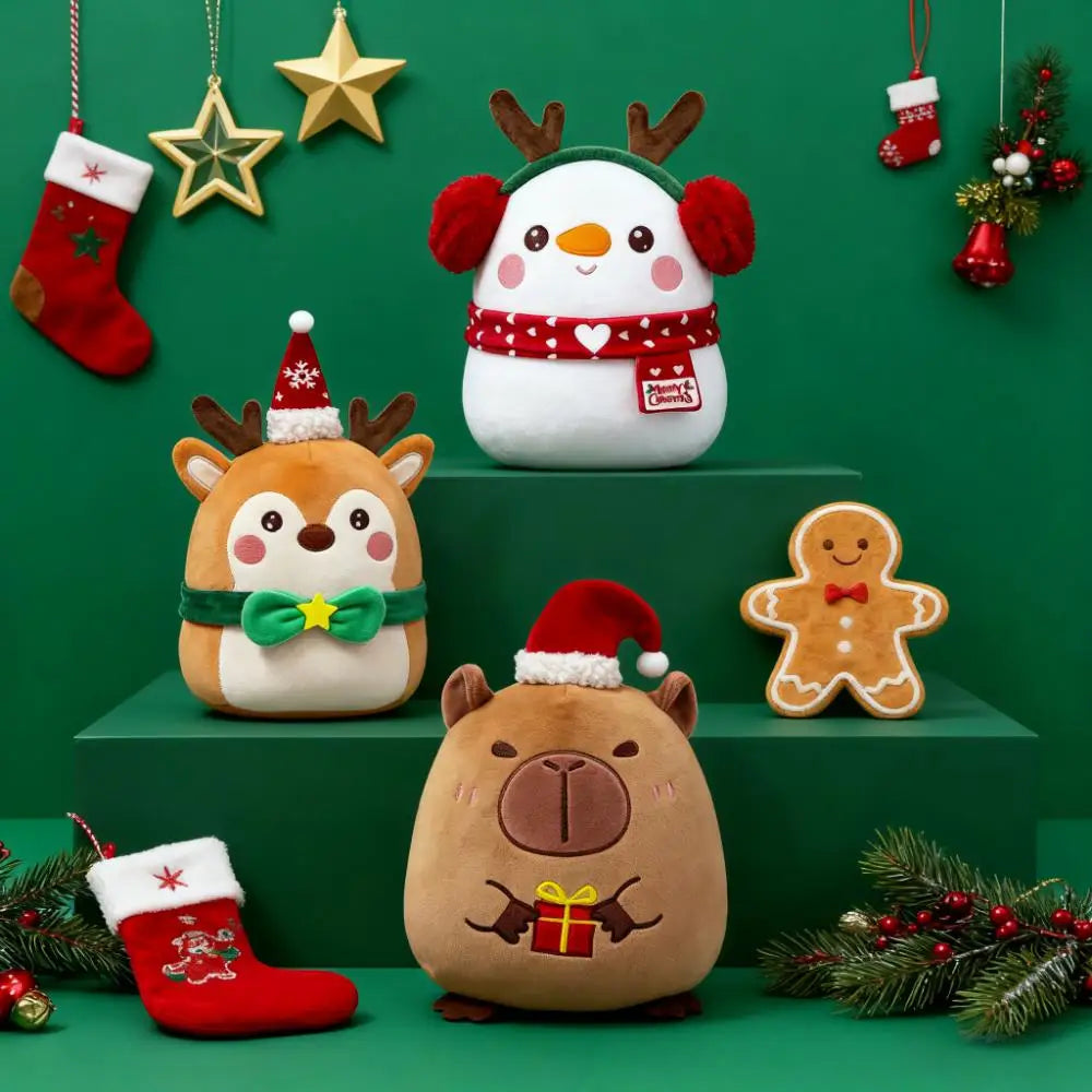 Christmas Reindeer Capybara Snowman Plush