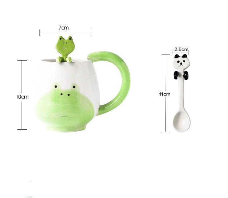 Ceramic Painted Animal Mug with Teaspoon