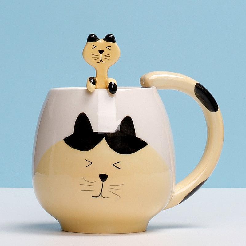 Ceramic Painted Animal Mug with Teaspoon