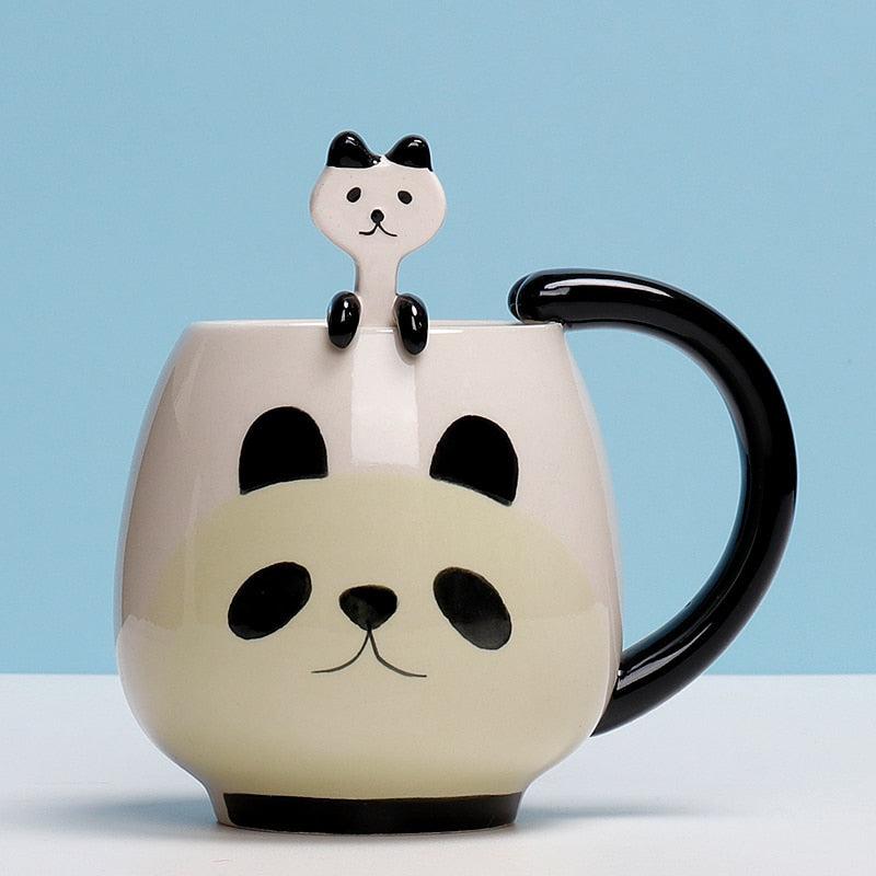 Ceramic Painted Animal Mug with Teaspoon