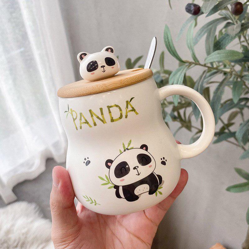 Panda Ceramic Mug with Lid & Spoon