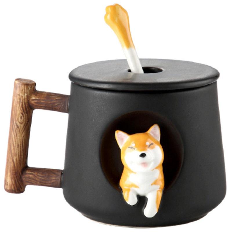 Shiba Inu Ceramic Mug with Spoon