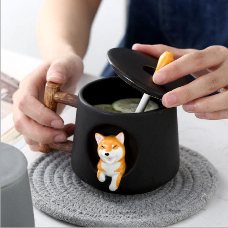 Shiba Inu Ceramic Mug with Spoon