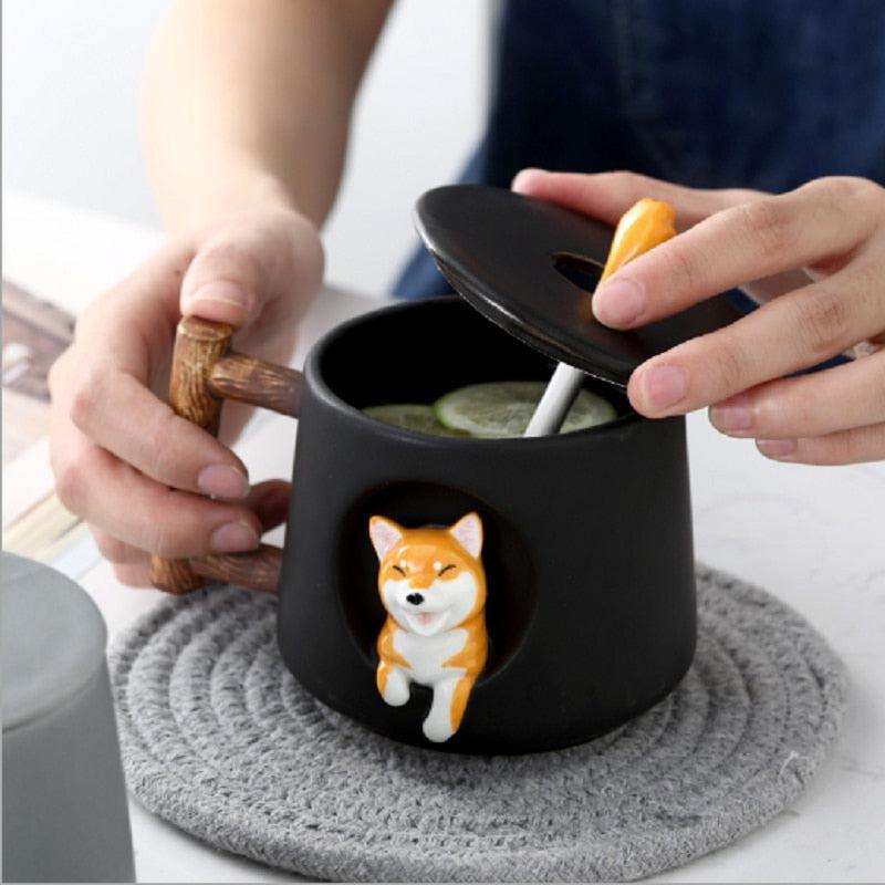 Shiba Inu Ceramic Mug with Spoon