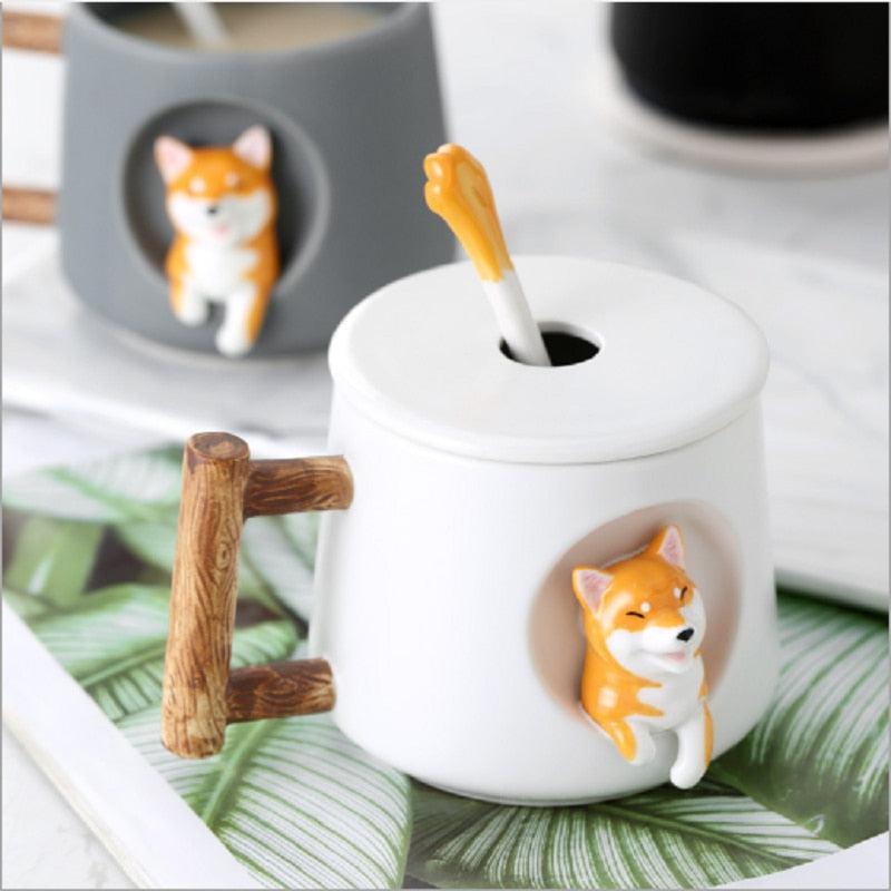 Shiba Inu Ceramic Mug with Spoon