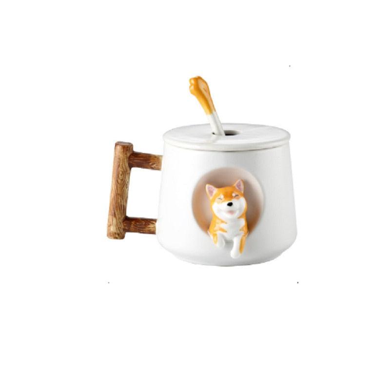 Shiba Inu Ceramic Mug with Spoon
