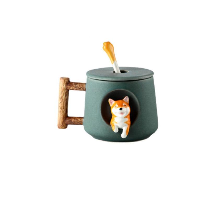 Shiba Inu Ceramic Mug with Spoon