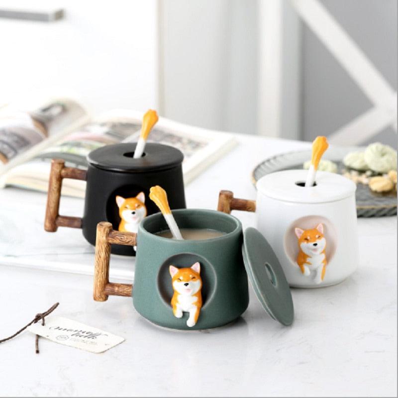 Shiba Inu Ceramic Mug with Spoon